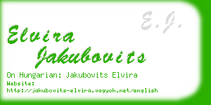 elvira jakubovits business card